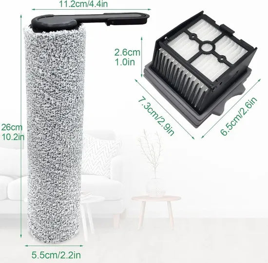 Brosse à rouleau + filtre pour Tineco Floor One Stretch S6 aspirateur sec et humide pièces de rechange